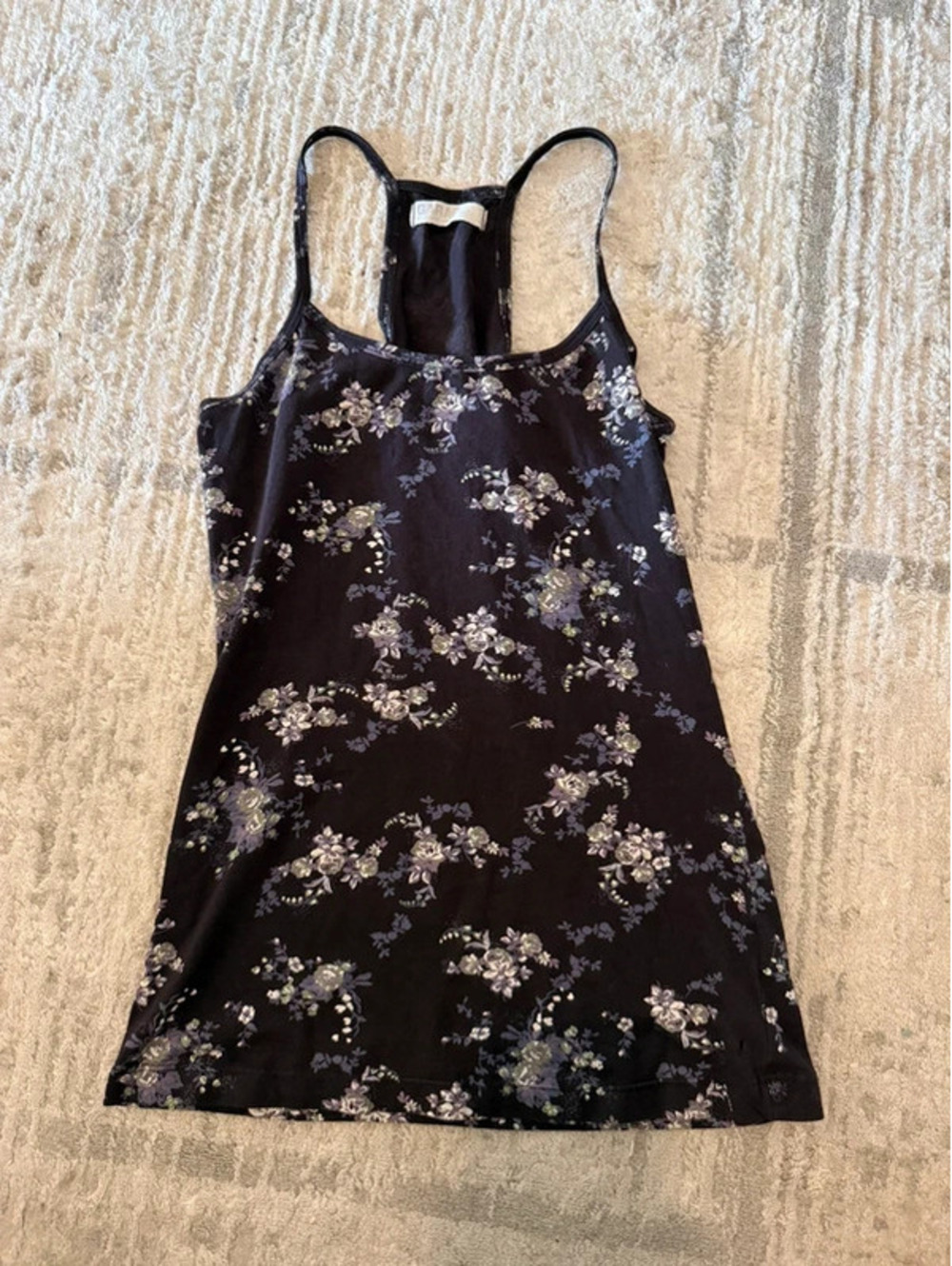 Garage Black Floral Racerback Tank Top Women’s XS Y2K Fairy Grunge